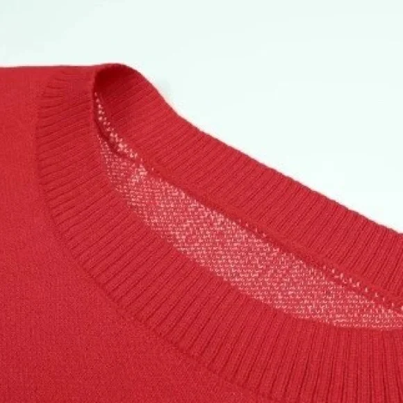 Heart Print Oversized V-Neck Knit Sweater - Picture 4 of 9